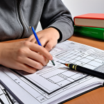 **Image Prompt:** A student diligently studying waste management engineering textbooks and notes, highlighting key formulas with a focused expression, surrounded by diagrams and study materials.