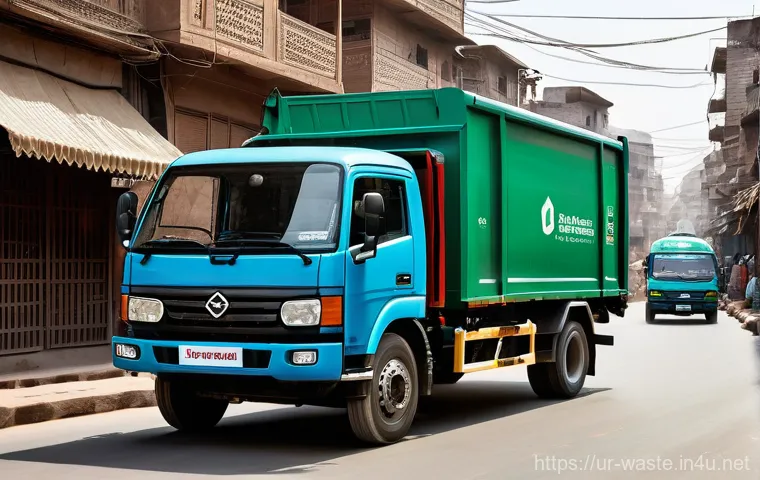 폐기물처리 설비운영 방법 - **Prompt:** A group of three Pakistani waste management professionals, diverse in age and gender, ac...