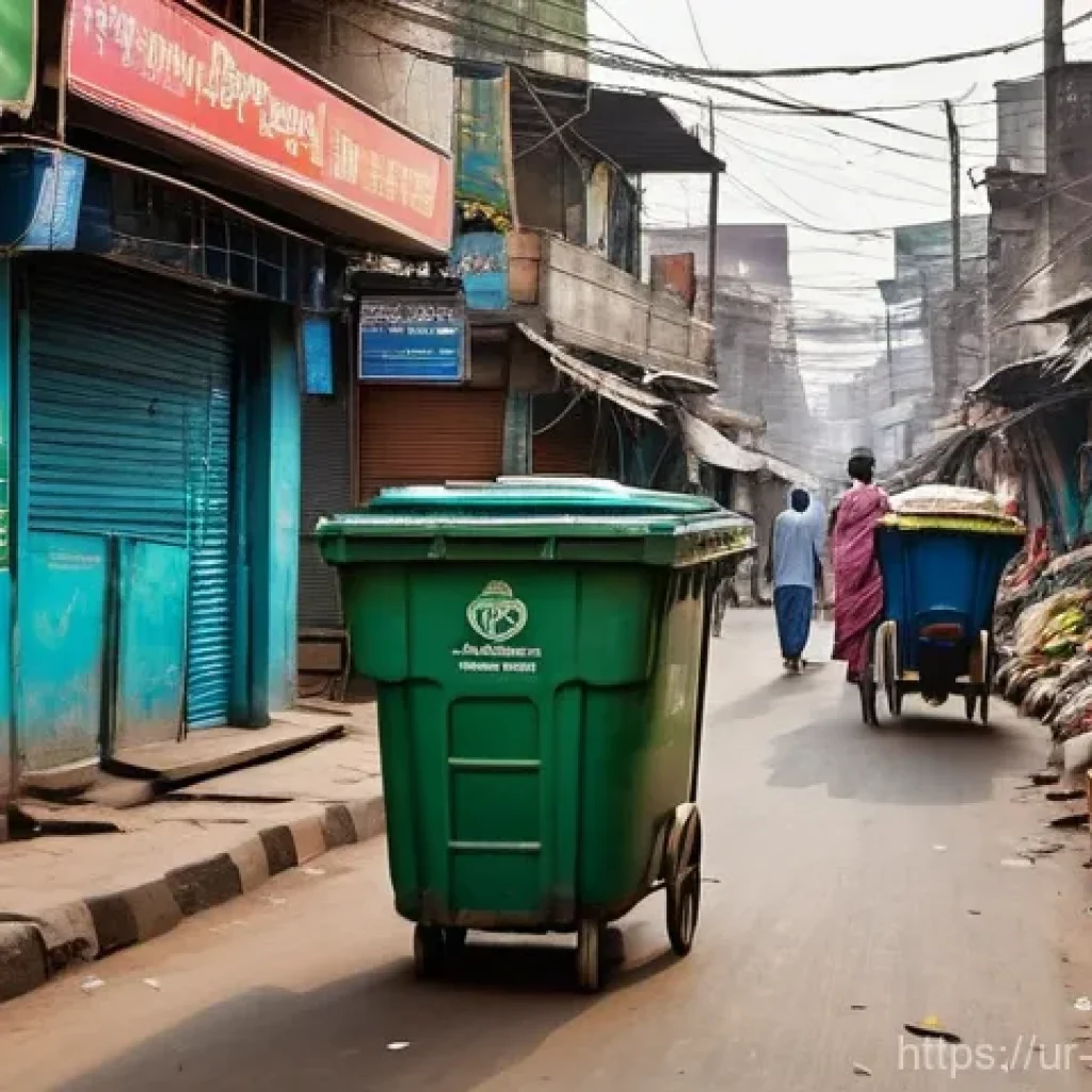폐기물처리 이론서 추천 및 리뷰 - **Prompt:** A bustling street scene in a South Asian city, specifically reminiscent of Pakistan, wit...