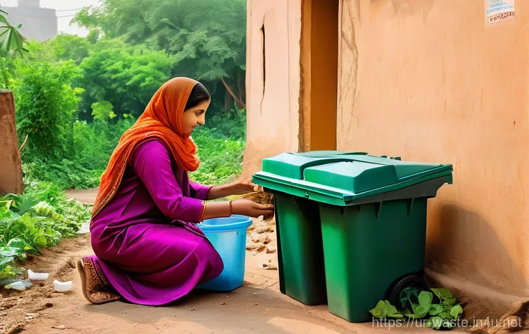 폐기물처리와 탄소중립 정책 - **Prompt:** A vibrant, clean scene inside a Pakistani home, where a mother and her young child are a...