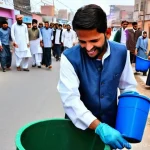 폐기물처리 분야에서의 커뮤니케이션 스킬 - **Vibrant Community Clean-up and Engagement**
    A lively outdoor scene in a bustling, clean neighb...