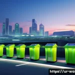 폐기물처리 전문가로서의 커리어 성공 비법 - **Prompt:** A vibrant, futuristic city skyline at dawn, showcasing a harmonious blend of green space...