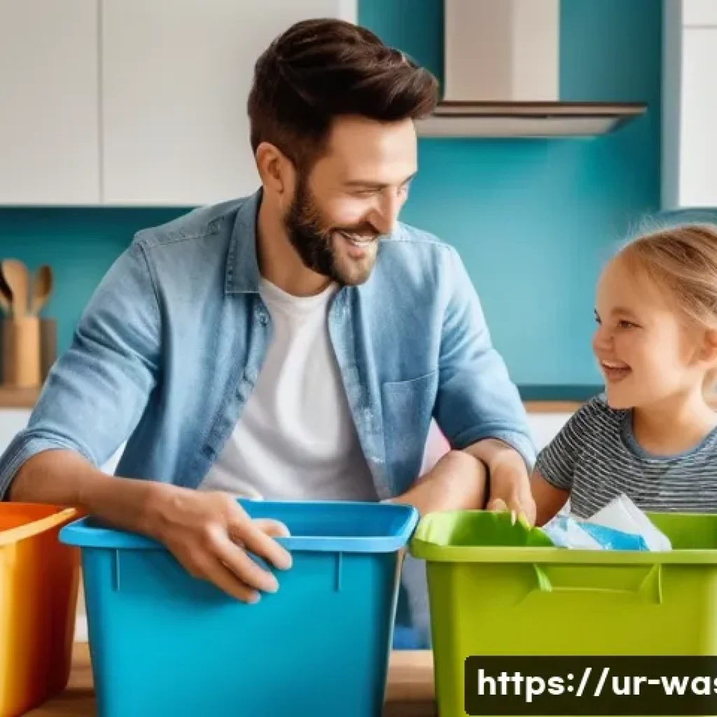 폐기물처리 실무 경험 부족 극복하기 - **Prompt:** A heartwarming scene inside a bright, modern home. A young, smiling family, consisting o...