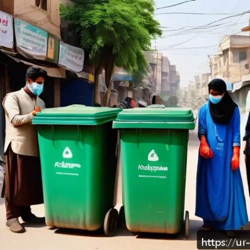 Home 32 폐기물처리 이론과 실무 차이점 - A vibrant urban street scene in a Pakistani city, showing diverse community members actively partici...