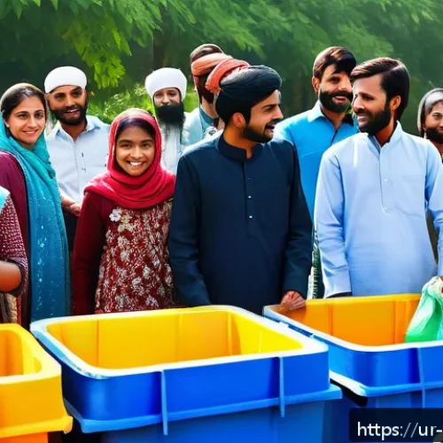 Home 31 폐기물처리 실무 사례 공유 - A vibrant community cleanup event in a typical South Asian neighborhood, featuring men, women, and c...